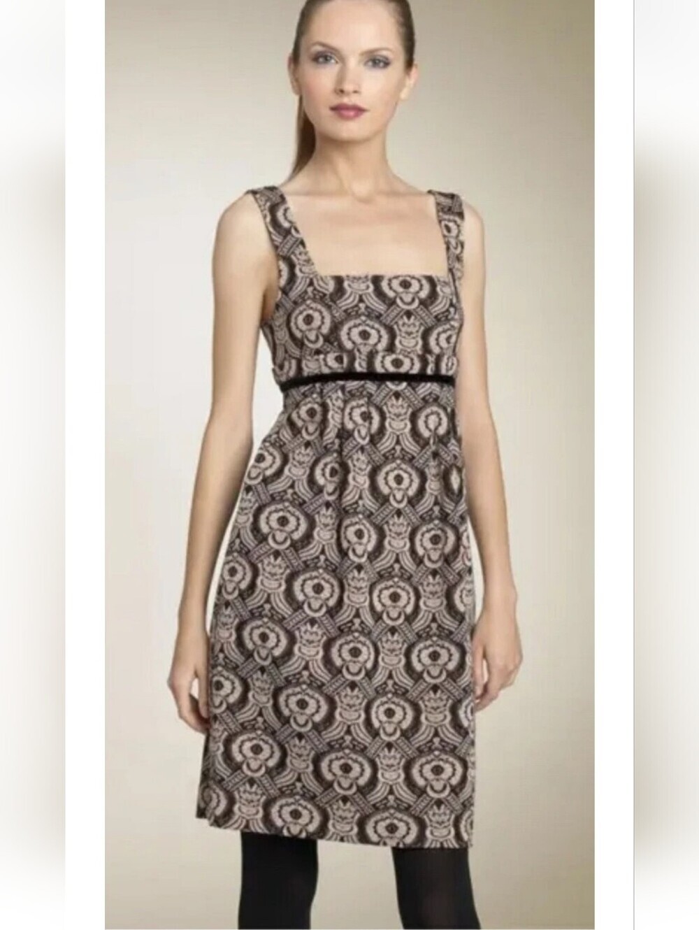New Diane Von Furstenberg ROSARIO Dress, sz 2 * $465 * Gold Black Wool Blend